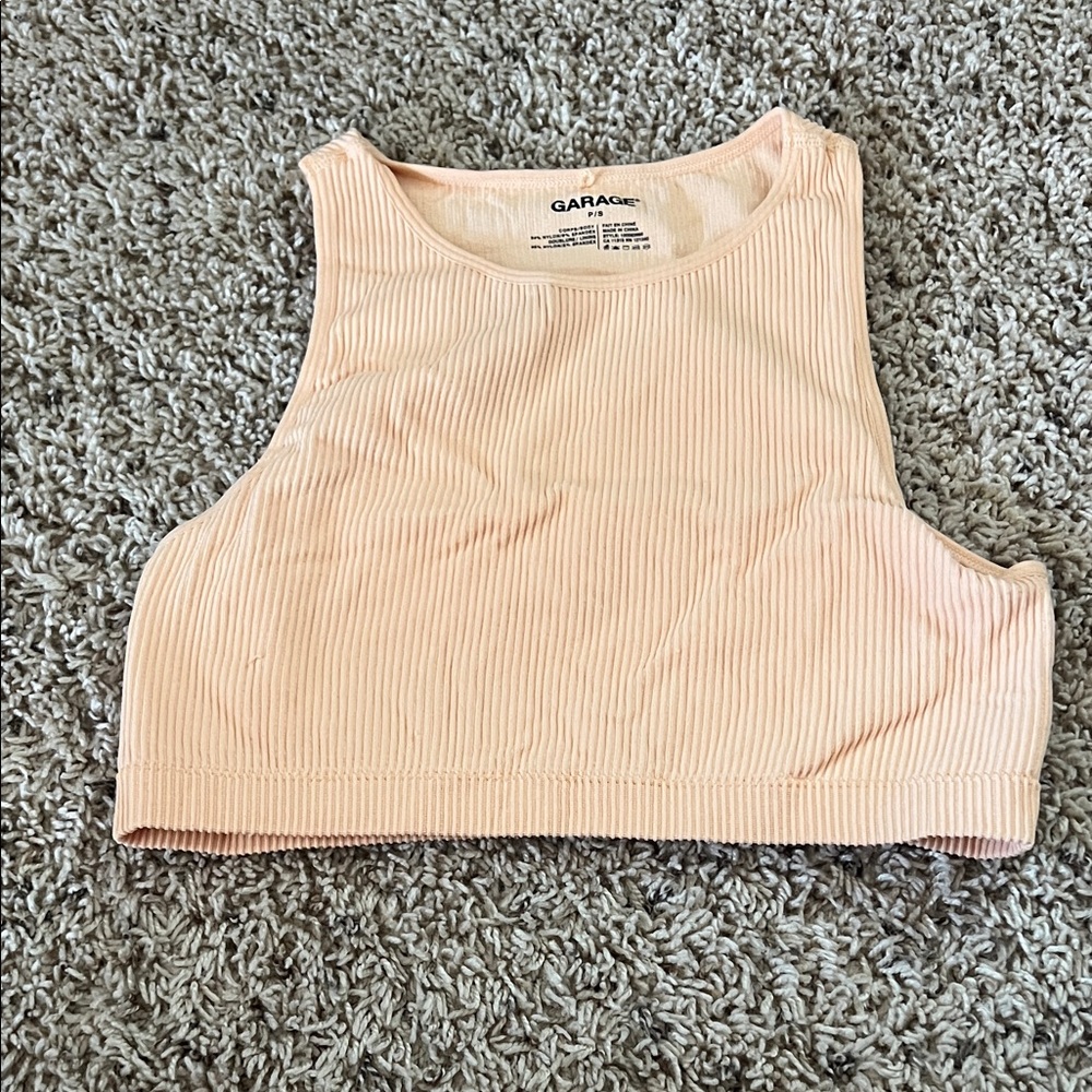 Garage Light Peach Ribbed Crop Top